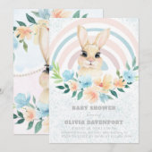 Invitation Baby shower Garçon de Pâques Bunny Boho Arc-en-cie (Devant / Derrière)