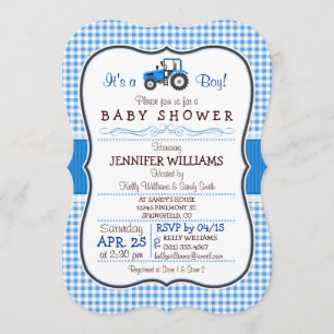 Invitation Baby shower garçon de tracteur de ferme