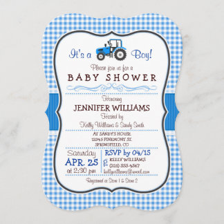 Invitation Baby shower garçon de tracteur de ferme