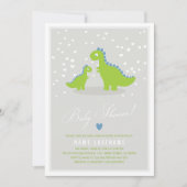 Invitation Baby shower garçon Dinosaur Dino Green élégant (Devant)