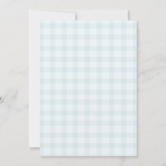 Invitation Baby shower garçon en arc poli bleu En vichy plaid (Dos)