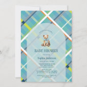Invitation Baby shower garçon en peluche turquoise (Devant)