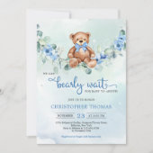 Invitation Baby shower Garçon Eucalyptus de l'ours en peluche (Devant)