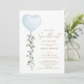 Invitation Baby shower garçon Eucalyptus Eucalyptus Balloon b (Debout devant)