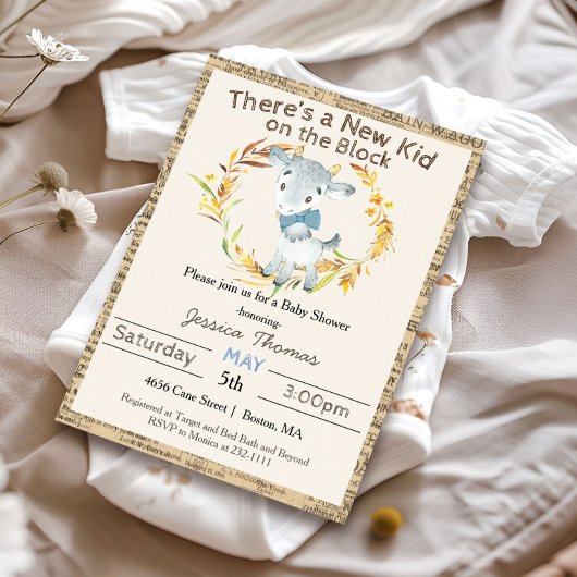 Invitation Baby Shower Garçon Ferme Rustique Chèvre