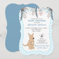 Baby Shower Garçon Fleur Aquarelle Kangourou Bohèm