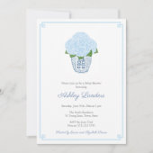 Invitation Baby Shower Garçon Fleurs d'Hydrange Bleu Chic Chi (Devant)