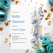 Invitation Baby shower garçon floral bleu