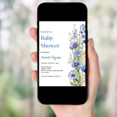 Invitation Baby shower garçon floral bleu