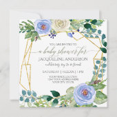 Invitation Baby shower garçon géométrique w bleu n rose blanc (Devant)