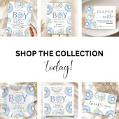 Invitation Baby Shower Garçon Gingham Bleu Donuts