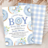 Invitation Baby Shower Garçon Gingham Bleu Donuts