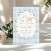 Invitation Baby Shower Garçon Gingham Bleu Silly Goose