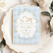 Invitation Baby Shower Garçon Gingham Bleu Silly Goose