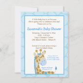 Invitation Baby shower Garçon Giraffe Bleu (Devant)