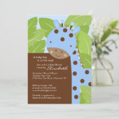 Invitation Baby shower Garçon Giraffe Bleu (Debout devant)