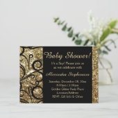 Invitation Baby shower Garçon Gold Sparkly Swirl (Debout devant)