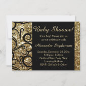Invitation Baby shower Garçon Gold Sparkly Swirl (Devant)
