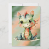 Invitation Baby shower Garçon Green Orange Dragon (Dos)