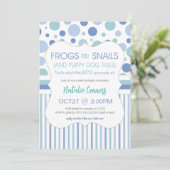 Invitation Baby shower Garçon grenouilles et escargots (Debout devant)
