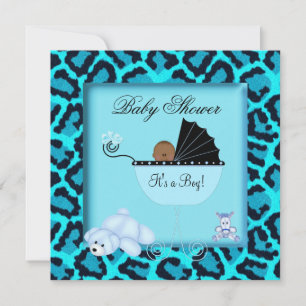 Invitation Baby Shower Garçon Imprimé Animal Afro-Américain