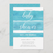 Invitation baby shower, Garçon, Invitation aquarel (Devant / Derrière)