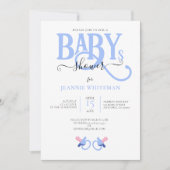 INVITATION BABY-SHOWER GARÇON JUMEAUX BLEU AVEC TETINE (Devant)
