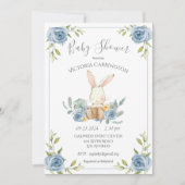 Invitation Baby shower garçon lapin bleu (Devant)