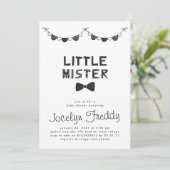Invitation Baby shower Garçon Little Mister noir & blanc (Debout devant)