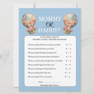 Invitation Baby shower garçon maman ou papa Hot Air Balloon
