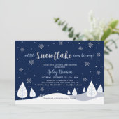Invitation Baby shower Garçon Marine & Silver Winter Wonderla (Debout devant)