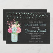 Invitation Baby shower garçon - Mason Jar/Lumières (Devant / Derrière)