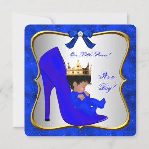 Invitation Baby Shower Garçon Mignon Prince Bleu Royal Chauss