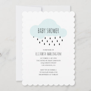 Invitation baby shower garçon moderne. Nuage bleu