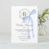 Invitation Baby shower garçon Monogramme & En vich (Debout devant)