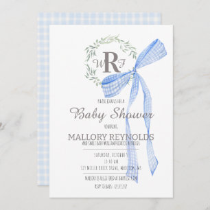 Invitation Baby shower garçon Monogramme & En vich