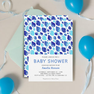 Invitation Baby Shower Garçon Motif Ballon Bleu