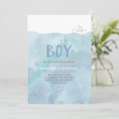 Invitation Baby shower garçon | Nautique | Baleine (Debout devant)