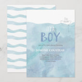 Invitation Baby shower garçon | Nautique | Baleine (Devant / Derrière)