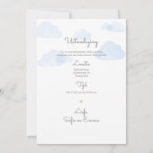 Invitation baby shower garçon nuages bleu clair (Dos)