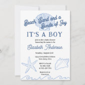 Invitation Baby Shower Garçon Océan Bleu Plage (Devant)