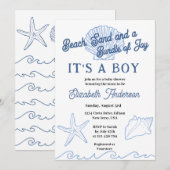 Invitation Baby Shower Garçon Océan Bleu Plage (Devant / Derrière)