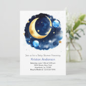 Invitation Baby shower garçon Odyssée spatiale mignonne (Debout devant)