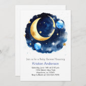 Invitation Baby shower garçon Odyssée spatiale mignonne (Devant / Derrière)