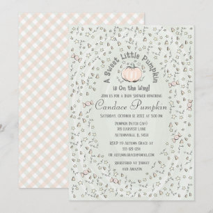 Invitation Baby Shower Garçon ou Fille Douce Petite Citrouill