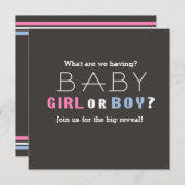 Invitation Baby shower Garçon ou fille Fête de révélation de  (Devant / Derrière)