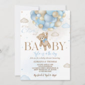 Invitation Baby Shower Garçon Ours Bleu (Devant)