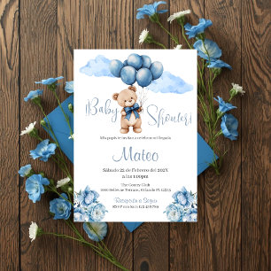 Invitation Baby Shower garçon ours bleu espagnol