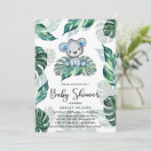 Invitation Baby shower Garçon ours d'aquarelle (Debout devant)