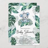 Invitation Baby shower Garçon ours d'aquarelle (Devant / Derrière)